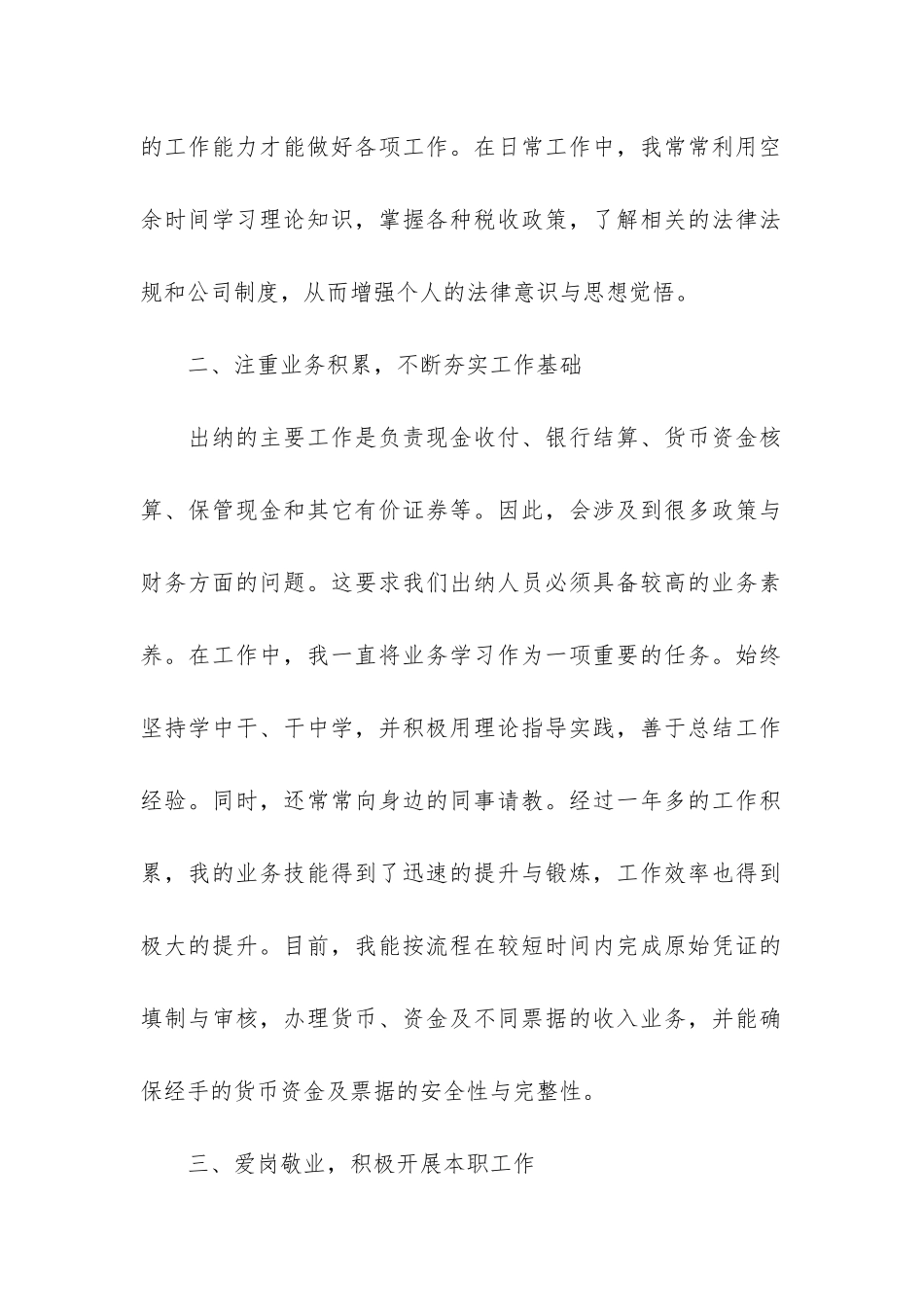 2024年财务出纳人员的年度总结3篇_第2页