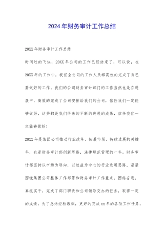 2024年财务审计工作总结-