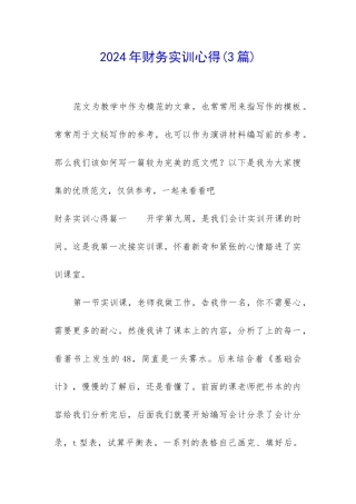 2024年财务实训心得