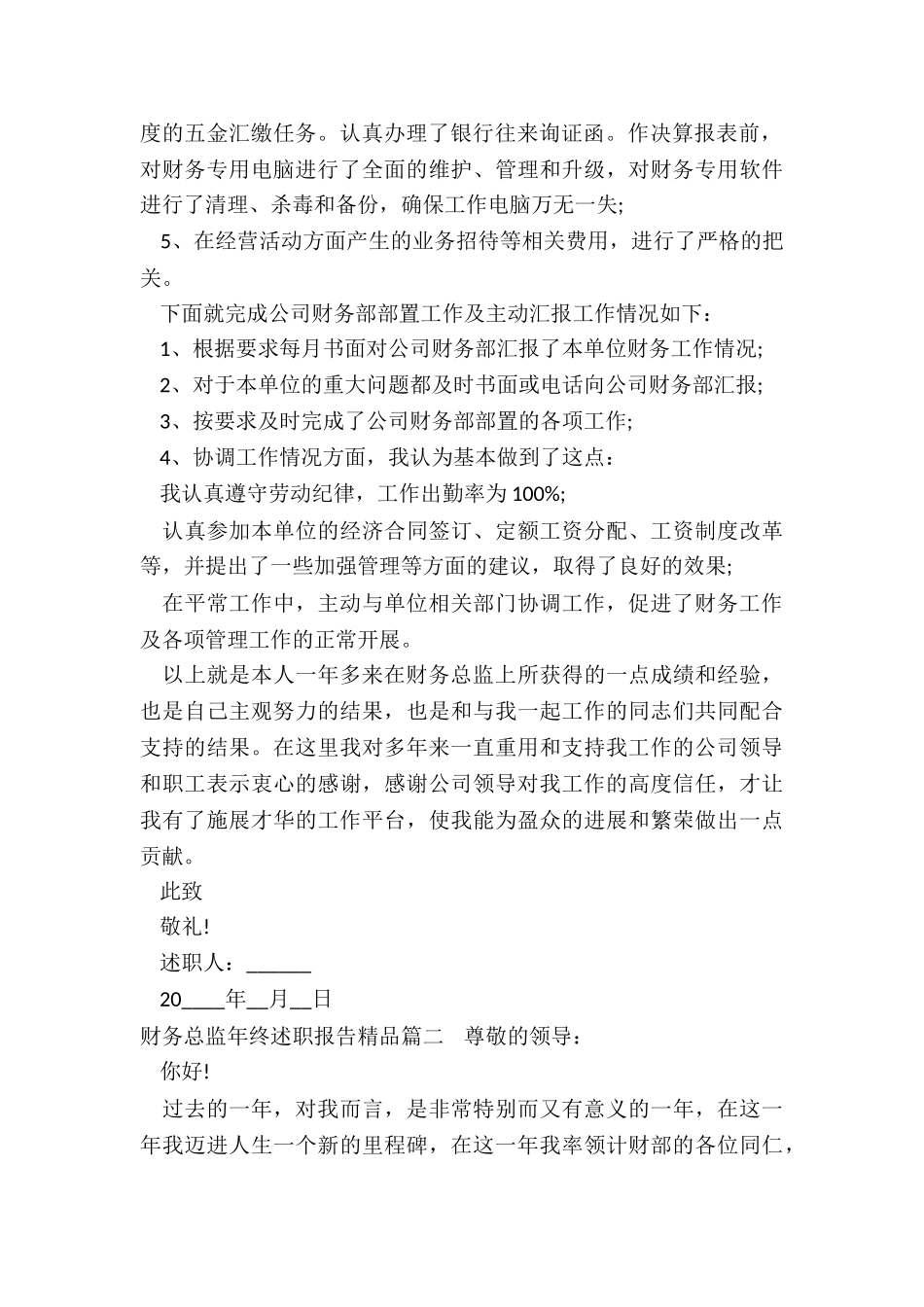 2024年财务总监年终述职报告精品_第2页