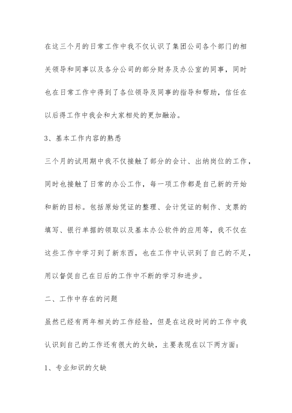 2024年财务职员试用期工作总结-_第2页