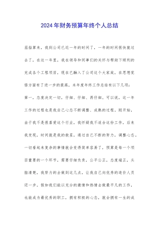 2024年财务预算年终个人总结-