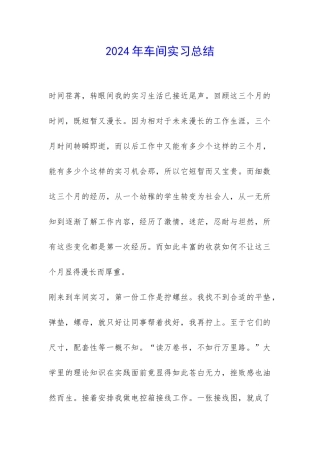 2024年车间实习总结-