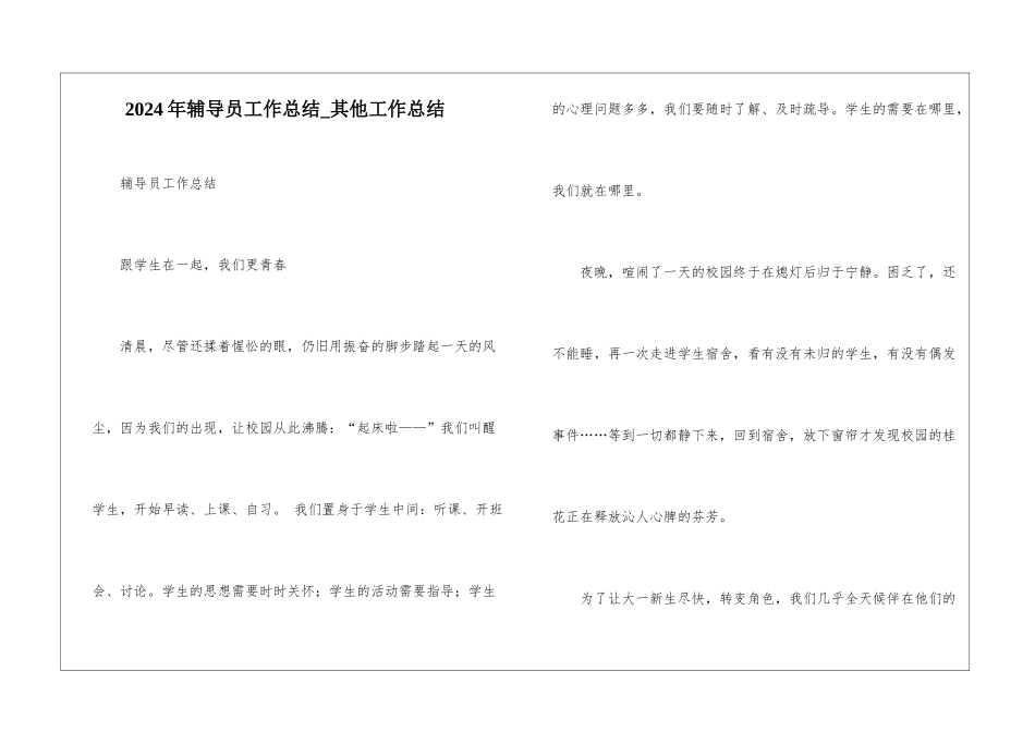 2024年辅导员工作总结-其他工作总结_第1页