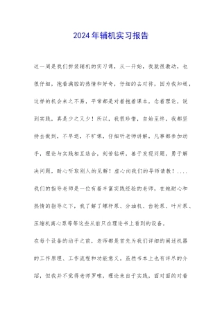 2024年辅机实习报告-