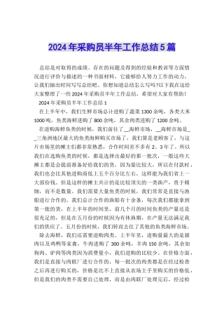 2024年采购员半年工作总结5篇