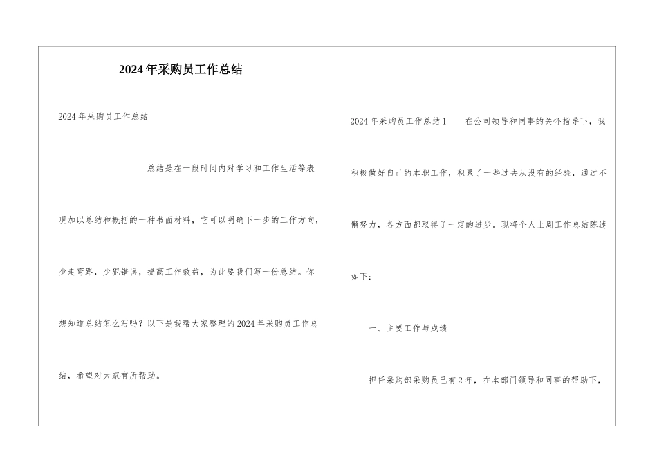 2024年采购员工作总结_第1页