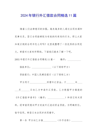 2024年银行外汇借款合同精选11篇-