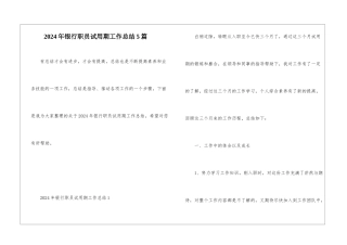 2024年银行职员试用期工作总结5篇