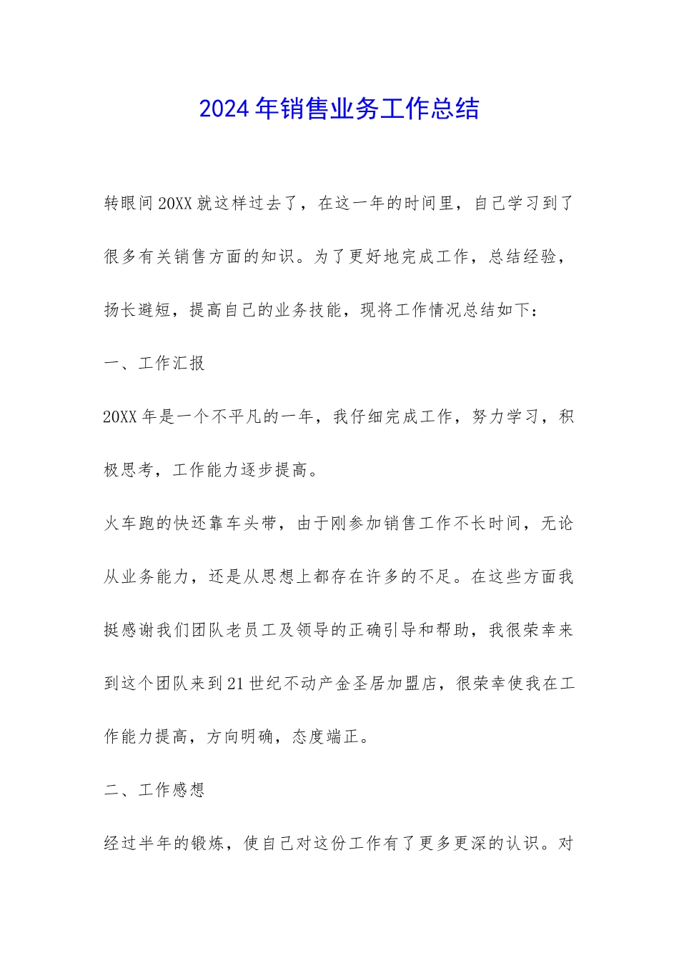 2024年销售业务工作总结-_第1页