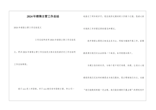 2024年销售主管工作总结