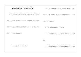 2024年销售人员工作计划和目标