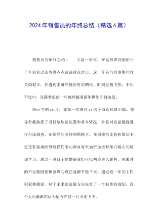 2024年销售员的年终总结