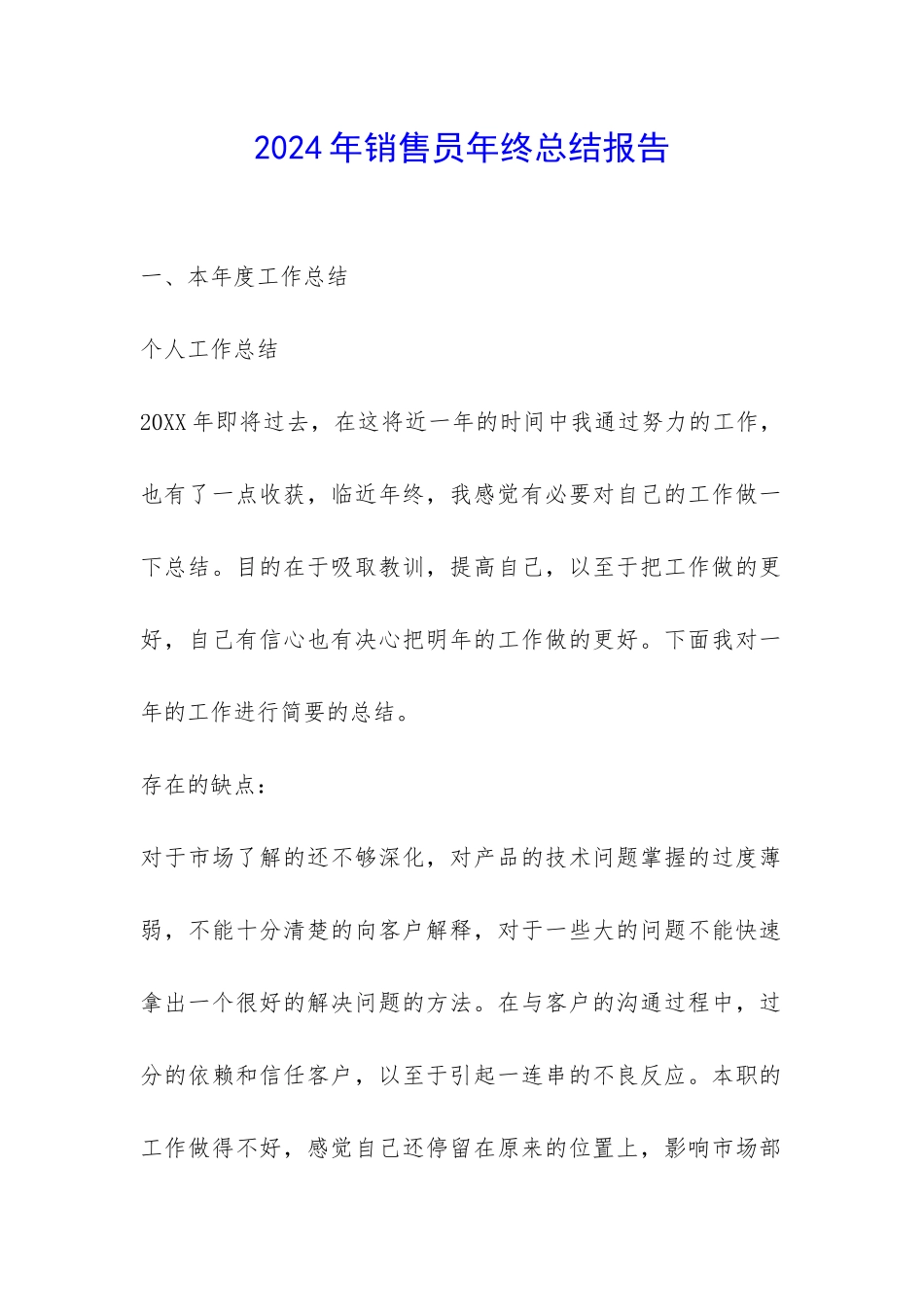 2024年销售员年终总结报告-_第1页