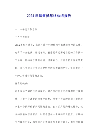 2024年销售员年终总结报告-