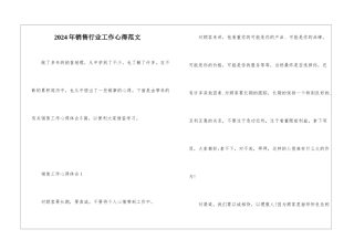 2024年销售行业工作心得范文