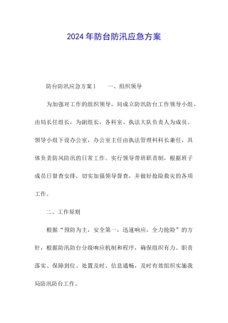 2024年防台防汛应急方案