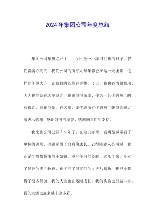 2024年集团公司年度总结