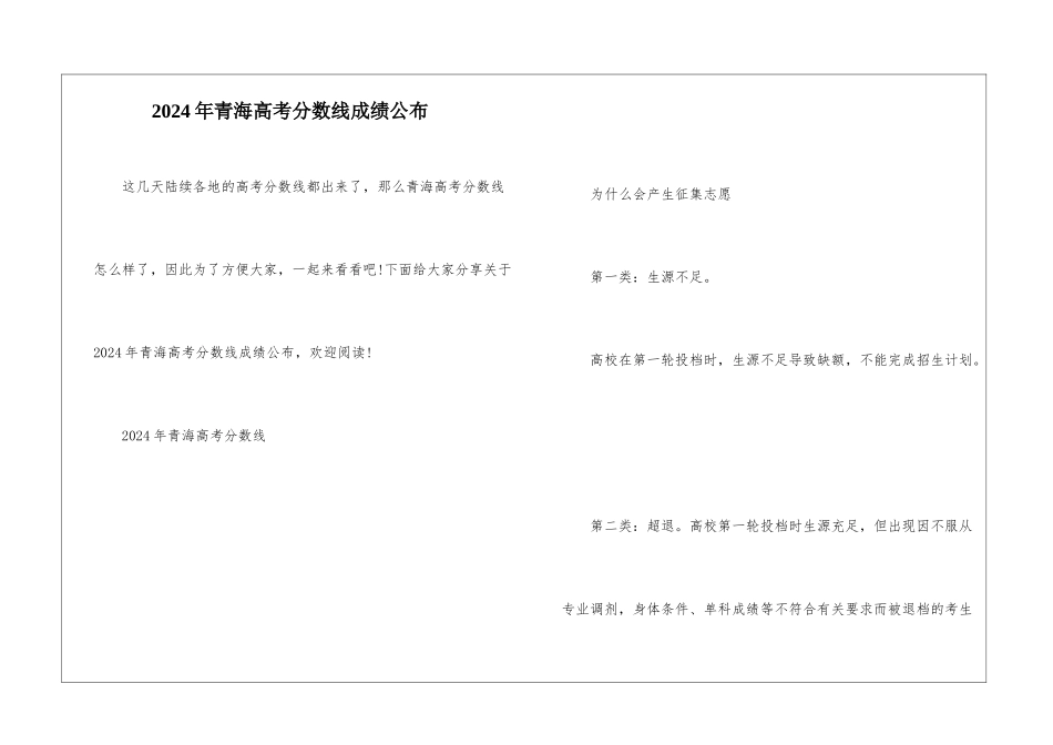 2024年青海高考分数线成绩公布_第1页