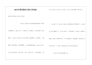 2024年项目部办公室工作总结