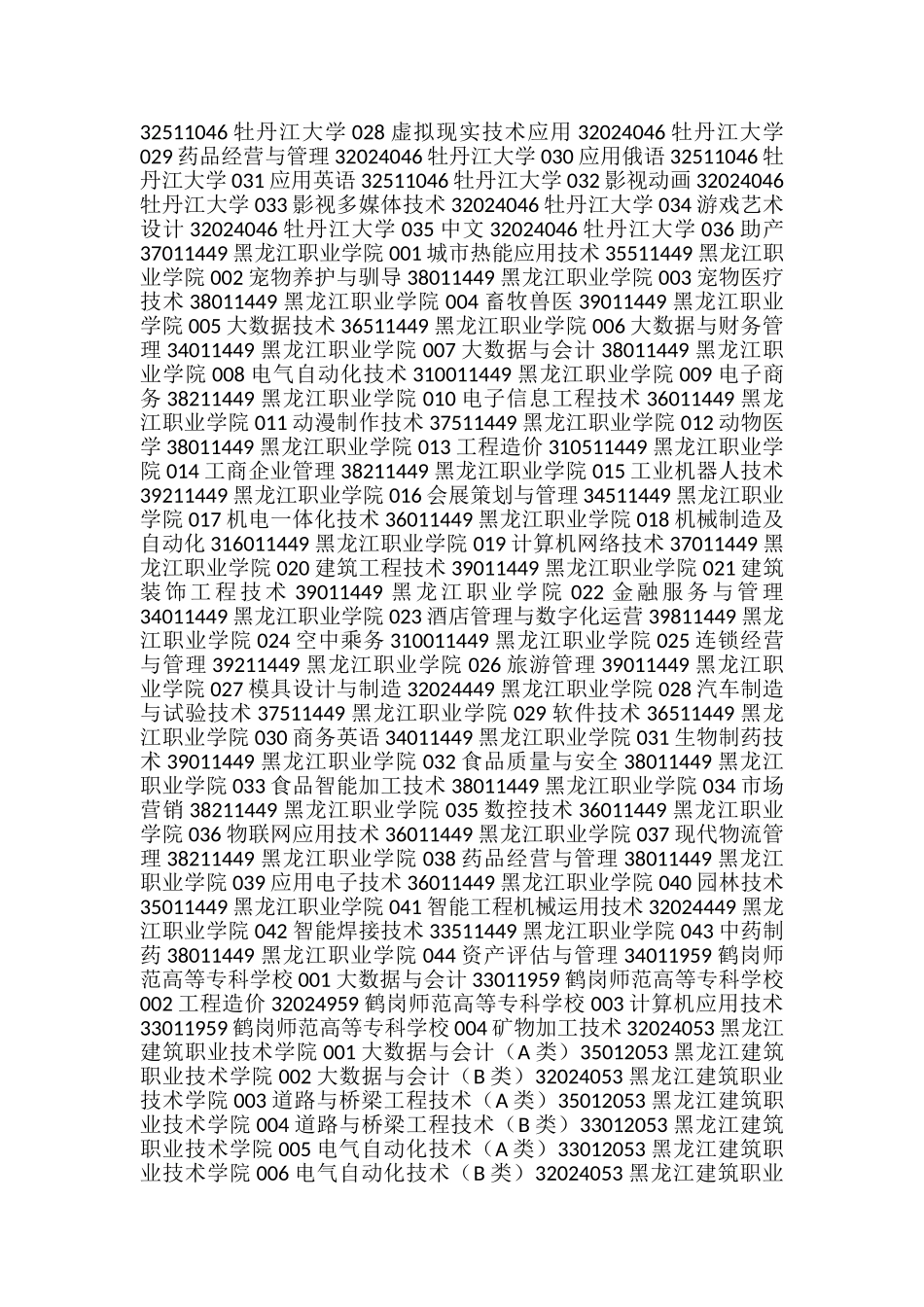 2024年黑龙江高职单招招生计划汇总_第2页