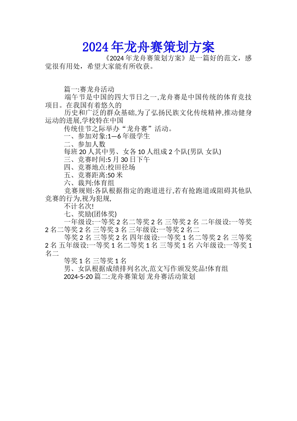 2024年龙舟赛策划方案_第1页