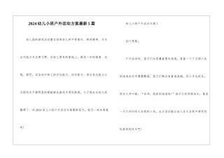 2024幼儿小班户外活动方案最新5篇
