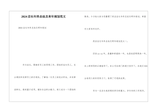 2024店长年终总结及来年规划范文