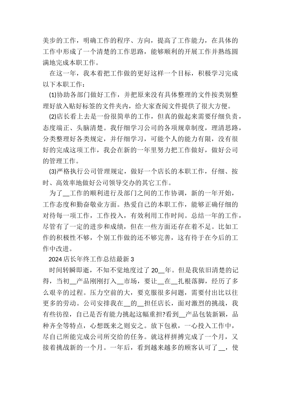 2024店长年终工作总结最新5篇_第3页