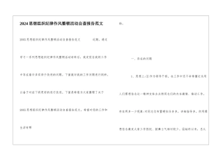 2024思想组织纪律作风整顿活动自查报告范文