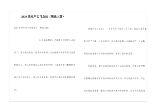 2024房地产实习总结