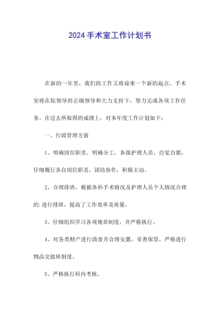 2024手术室工作计划书