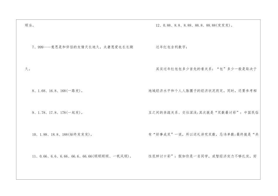 2024拜年红包吉利数字一览表-压岁钱吉利数字_第2页