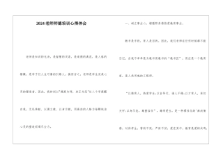 2024教师师德培训心得体会