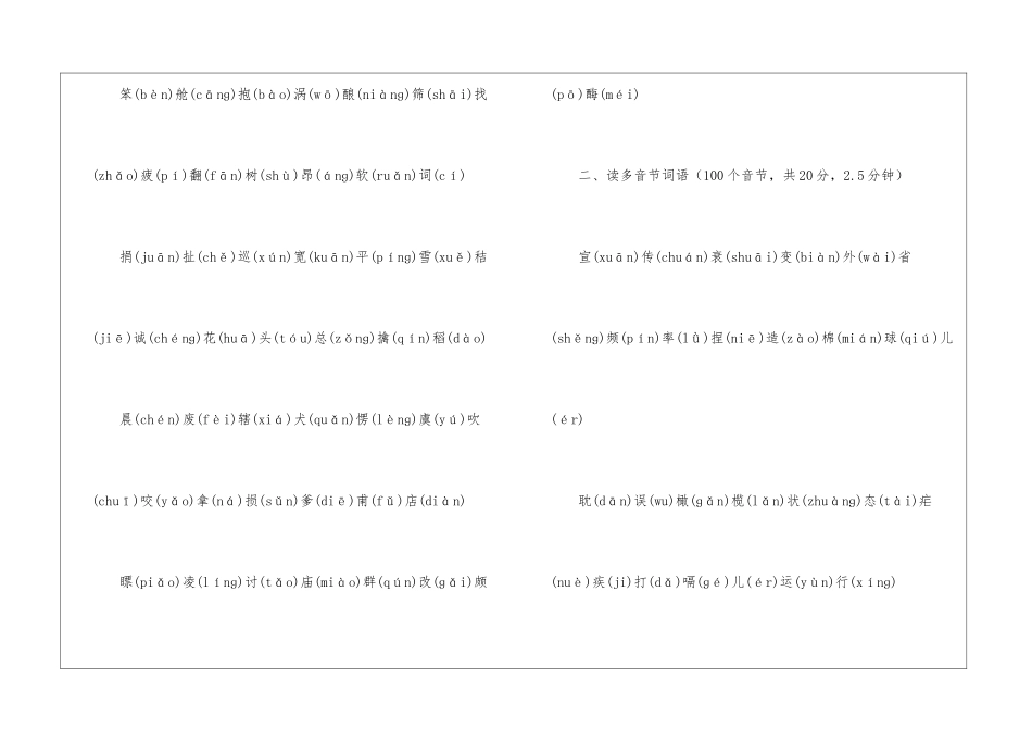 2024普通话等级考试模拟试卷_第2页