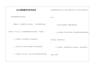 2024暑假辅导班宣传标语