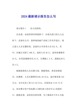 2024最新请示报告怎么写