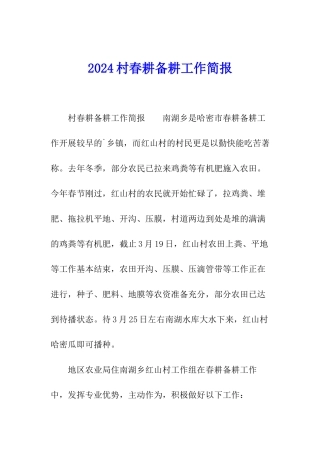 2024村春耕备耕工作简报