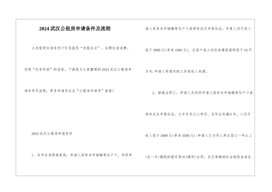 2024武汉公租房申请条件及流程_第1页