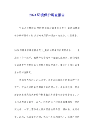 2024环境保护调查报告