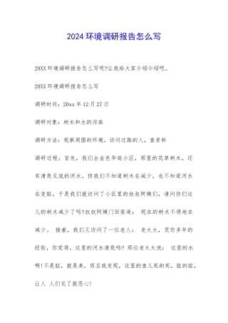 2024环境调研报告怎么写-