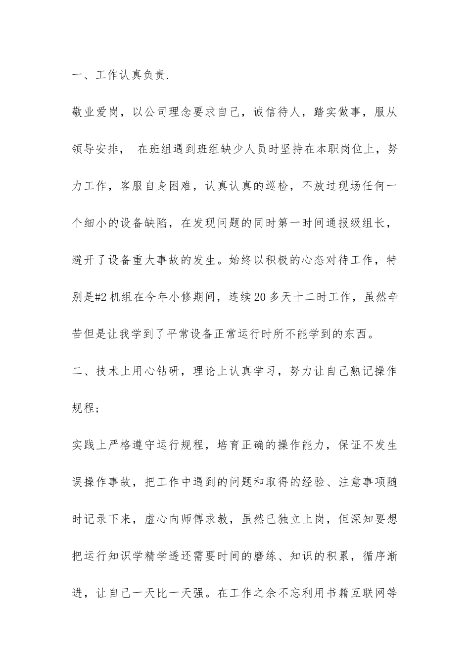 2024电厂个人工作总结-_第2页