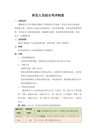 2024研发人员综合考核制度