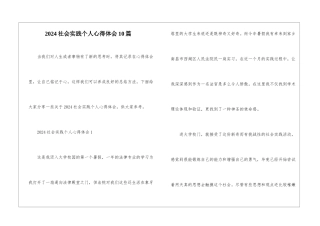 2024社会实践个人心得体会10篇