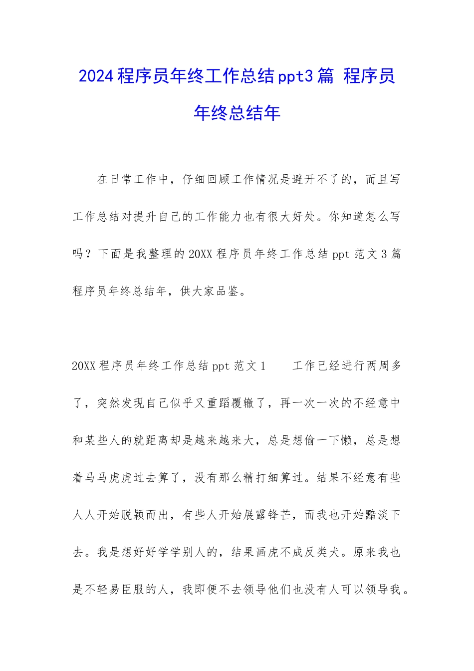 2024程序员年终工作总结ppt3篇-程序员年终总结年_第1页