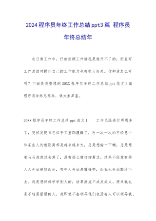 2024程序员年终工作总结ppt3篇-程序员年终总结年