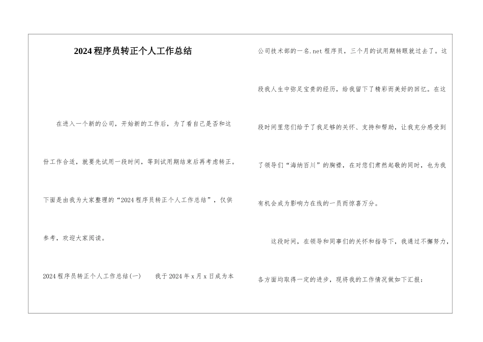 2024程序员转正个人工作总结_第1页