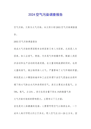 2024空气污染调查报告-