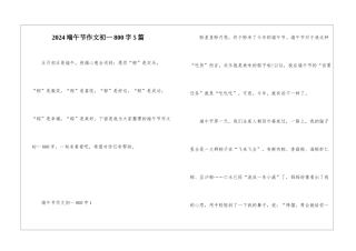 2024端午节作文初一800字5篇