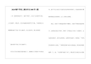 2024端午节初二满分作文600字5篇